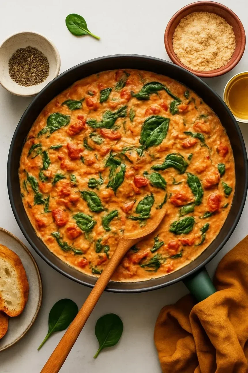 Creamy Italian White Bean Skillet Meal in a serving dish