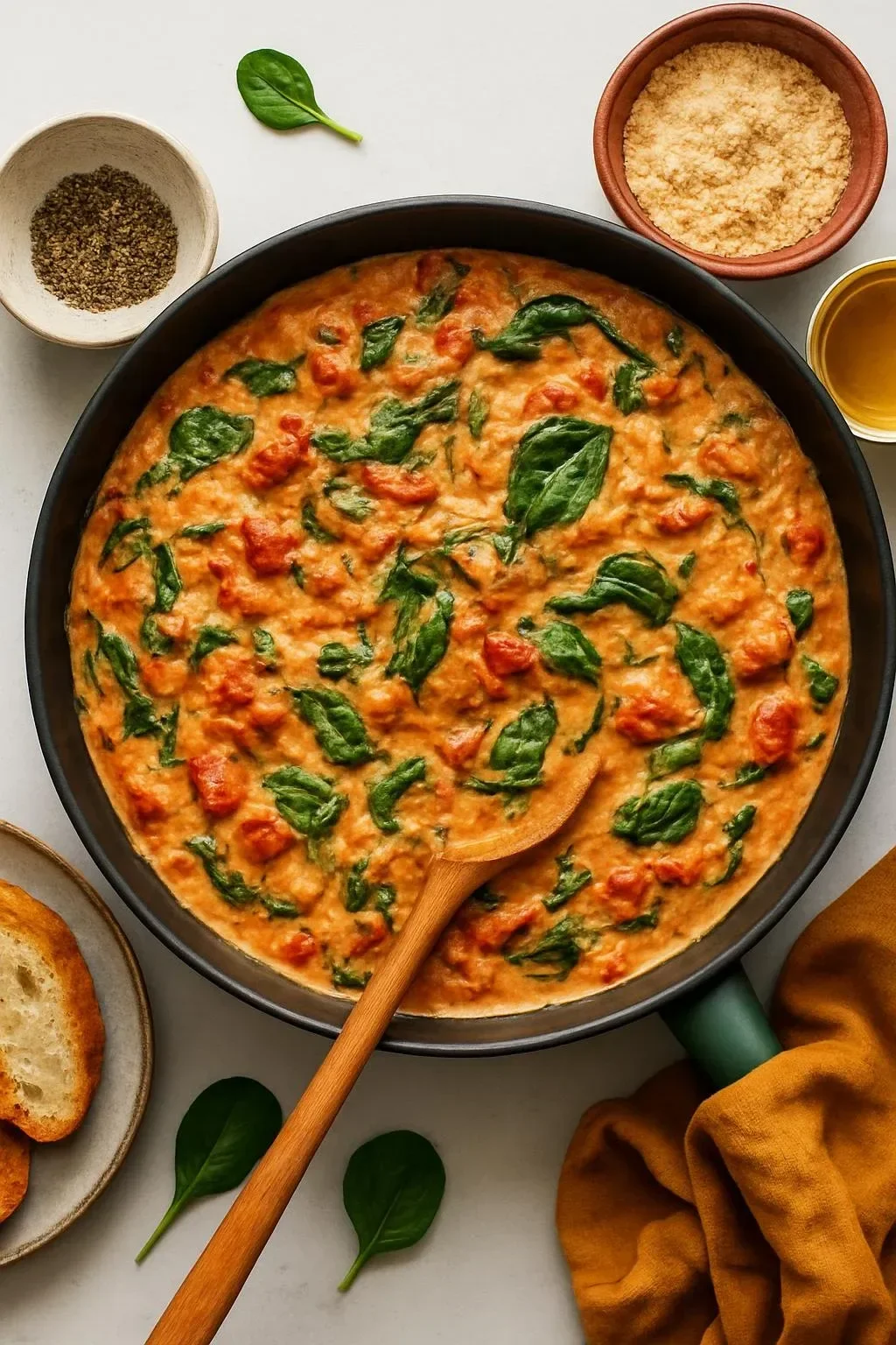 Creamy Italian White Bean Skillet Meal in a serving dish