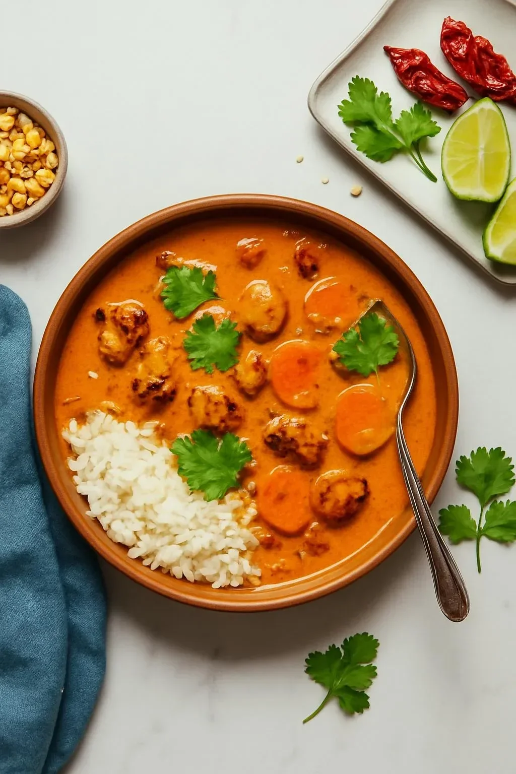 Delicious homemade easy 1-pot Massaman curry served in a bowl