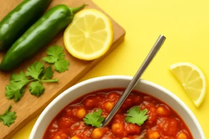 Plate of Easy Chickpea Masala served with rice