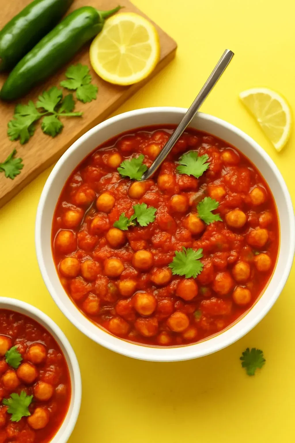 Plate of Easy Chickpea Masala served with rice