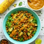 Grilled corn and zucchini salad with fresh herbs and vibrant colors