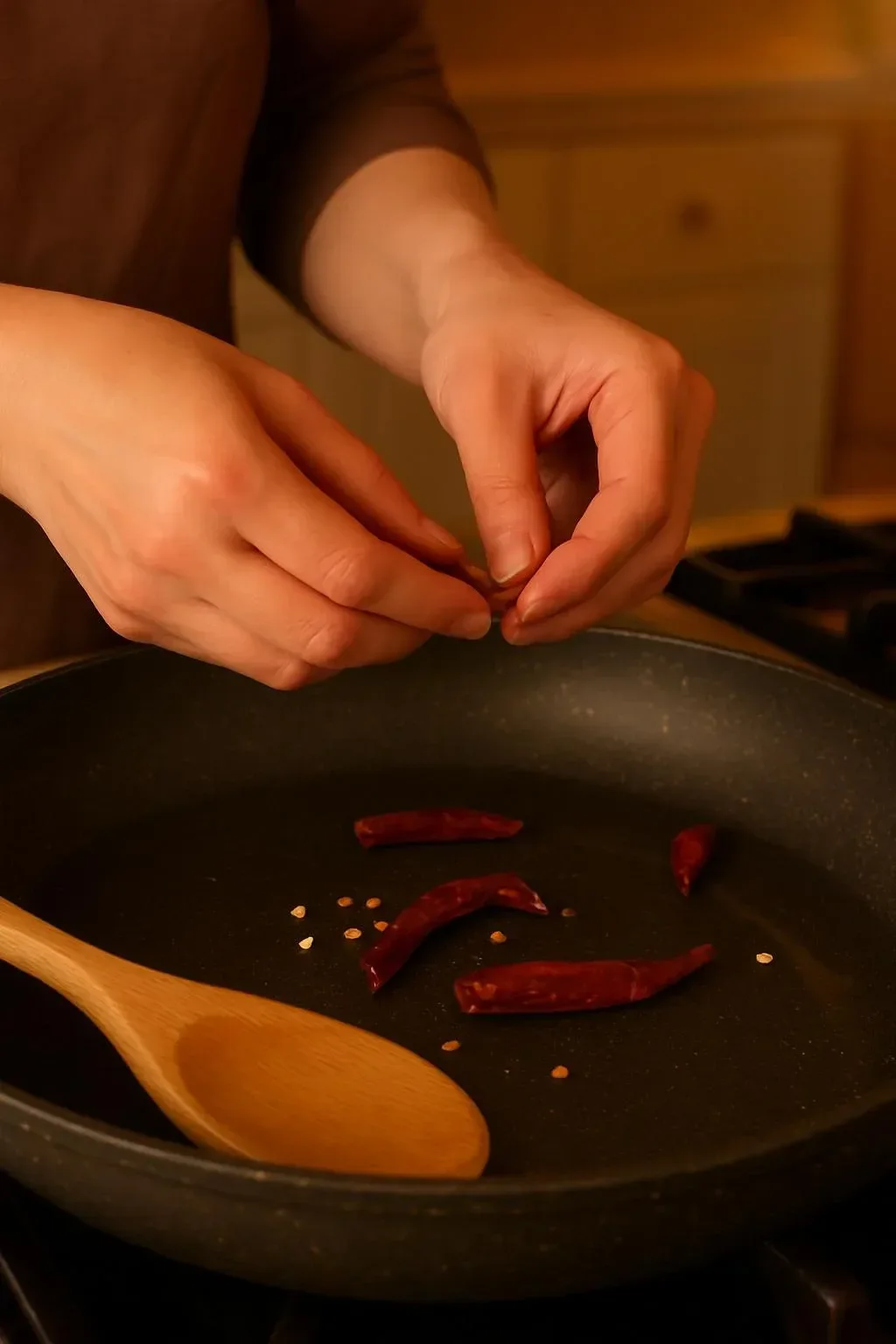 Bowl of Kung Pao Lentils garnished with peanuts and scallions