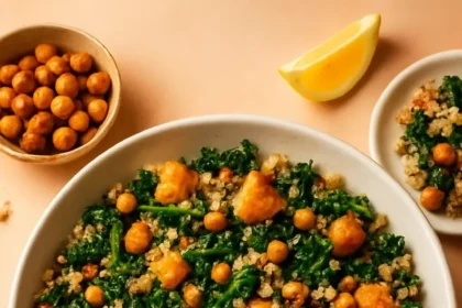 Lemony Quinoa Kale Salad with fresh ingredients and a vibrant dressing
