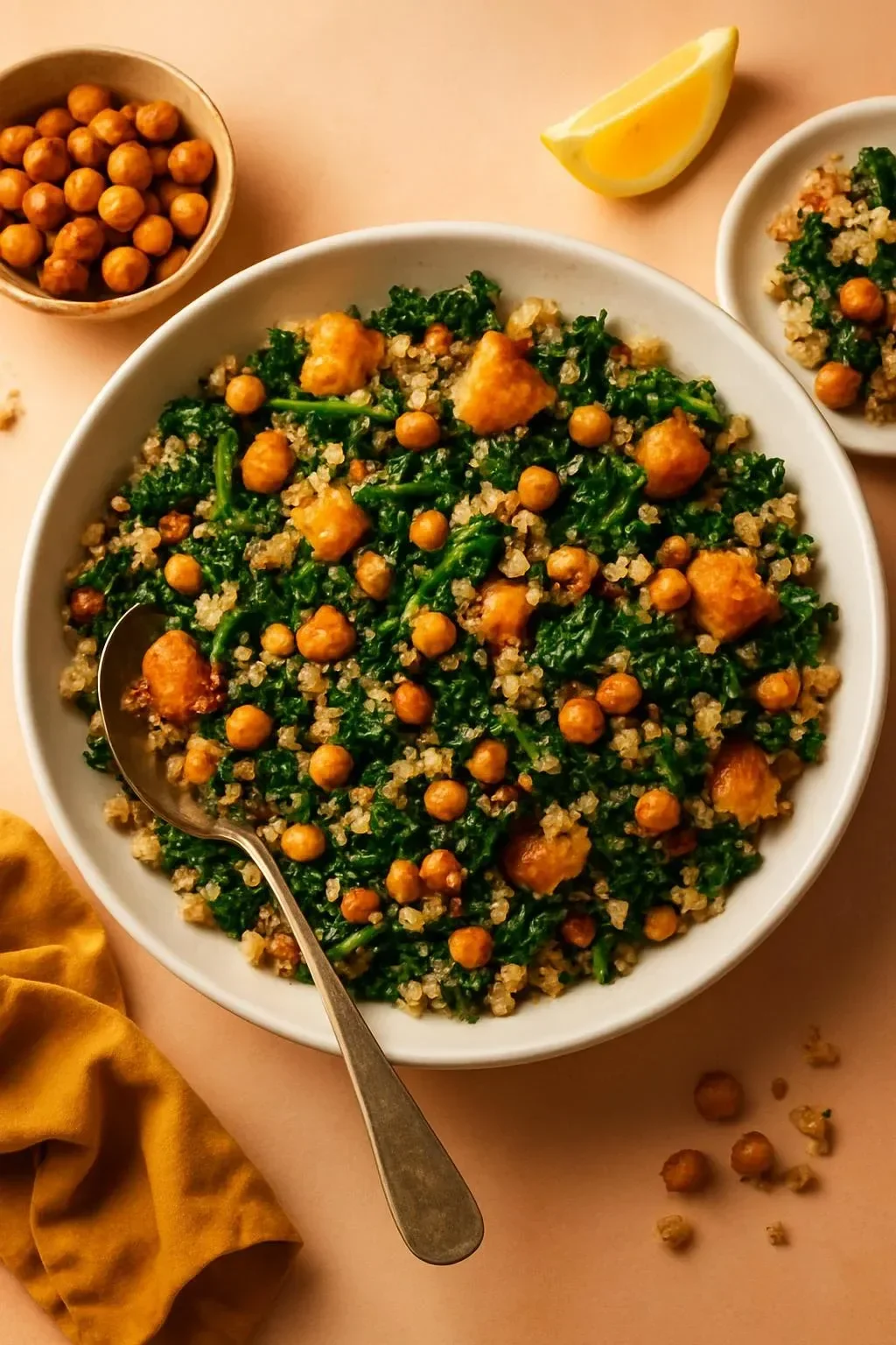 Lemony Quinoa Kale Salad with fresh ingredients and a vibrant dressing
