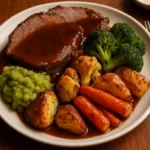 Midweek Roast: Tender meat and flavorful vegetables for a delightful meal.