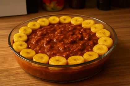 Delicious Mum's Steak Casserole served in a rustic dish