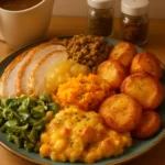 Pork Loin Dinner served with vegetable mash and Yorkshire pudding