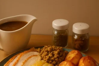 Pork Loin Dinner served with vegetable mash and Yorkshire pudding