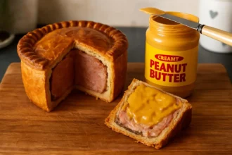 Delicious homemade Pork Pie with golden crust and savory filling