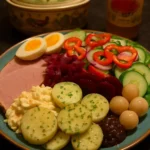 Delicious Roasted Gammon with Scotch Bonnet Chili on a serving platter