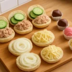 Salmon and cucumber sandwich served on a plate with fresh herbs