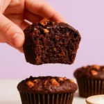 Delicious salted chocolate banana nut muffins fresh out of the oven.