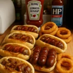 Sausage and onion dish served on a plate, showcasing rich flavors and textures.