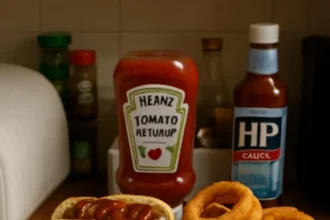 Sausage and onion dish served on a plate, showcasing rich flavors and textures.