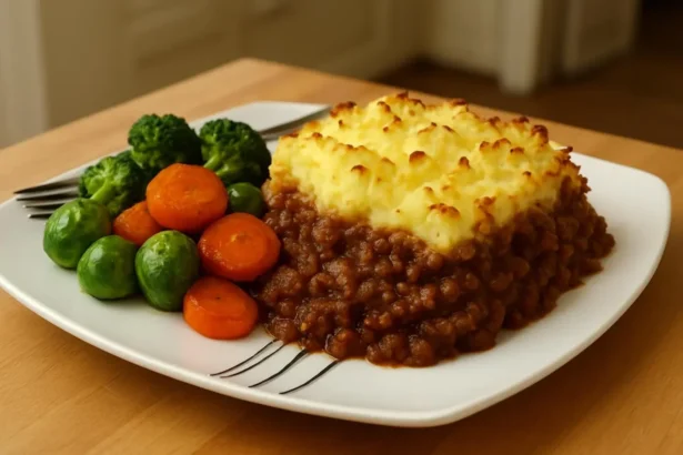 Delicious and hearty Shepherd's Pie with layers of meat, vegetables, and mashed potatoes
