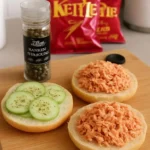 Tinned salmon salad with fresh greens and colorful vegetables