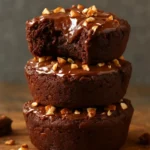 Delicious turtle brownies topped with caramel and pecans