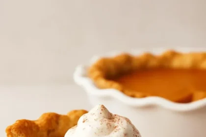 Vegan sweet potato pie with a flaky crust and a creamy filling