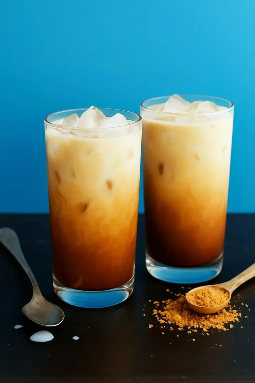 Glass of Vegan Thai Iced Tea with coconut milk and spices