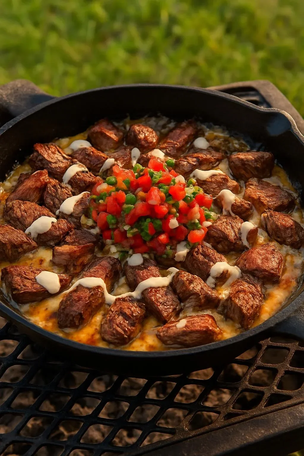 Delicious cheesy fries topped with melted cheese in a serving dish