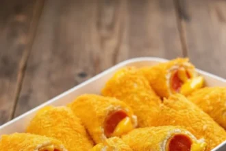 Cheesy sausage bread rolls freshly baked and ready to serve