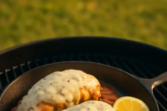 Delicious Cheesy Smoked Lobster topped with melted cheese and herbs