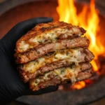 Delicious cheesy steak tacos served with fresh toppings