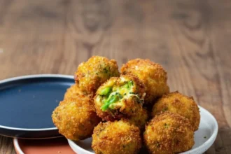 Crispy broccoli cheese bites served on a plate, perfect for snacking