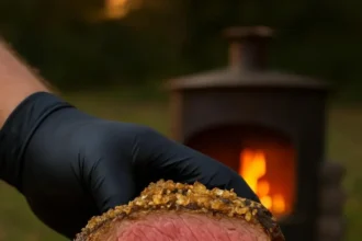 Perfectly grilled crusted ribeye steaks ready to serve