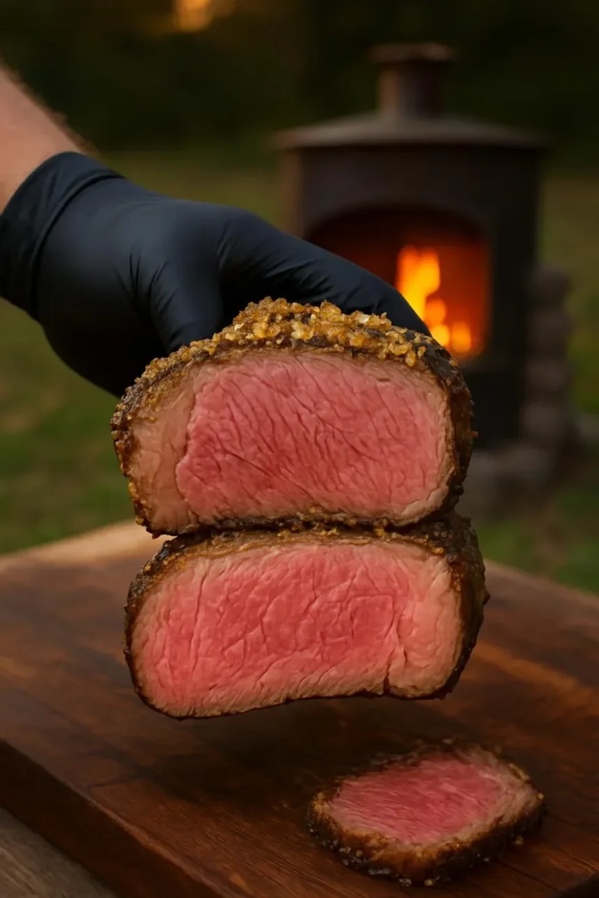 Perfectly grilled crusted ribeye steaks ready to serve