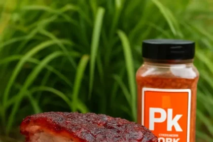 Delicious hot and fast ribs ready to serve on a barbecue plate