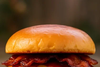 Smash burger patty melt with melted cheese and grilled onions on toasted bread