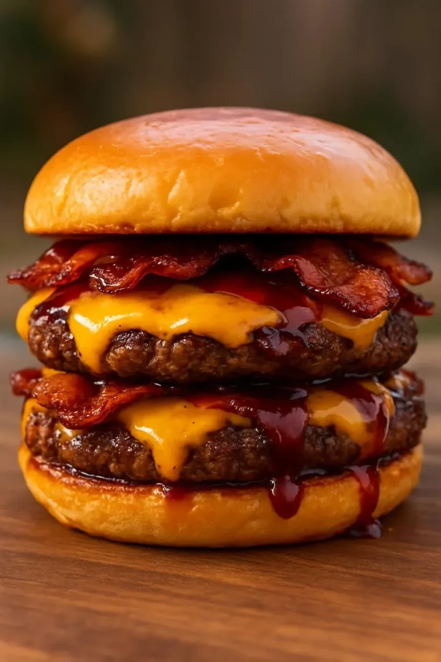 Smash burger patty melt with melted cheese and grilled onions on toasted bread