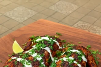 Deliciously smoked chicken served with herbs and spices