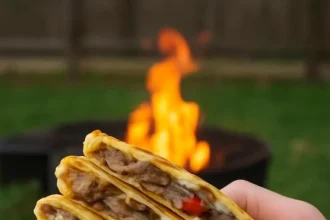 Delicious Steak Fajita Quesadilla with grilled steak, bell peppers, and cheese