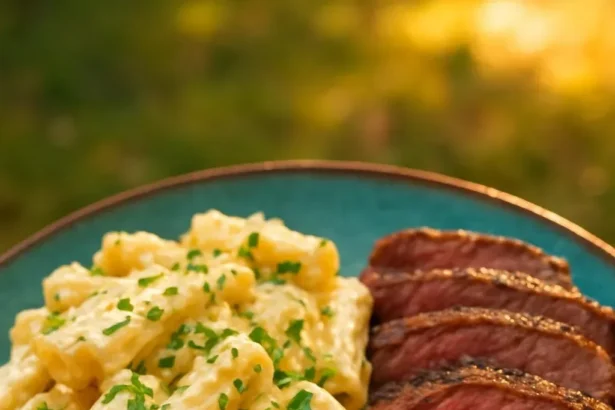 Delicious plate of Steak Pasta with tender beef and flavorful sauce