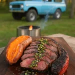 Succulent Tomahawk Steak grilled to perfection on a cutting board.