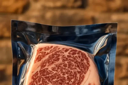 Plate featuring perfectly cooked Wagyu steak alongside fresh oysters.