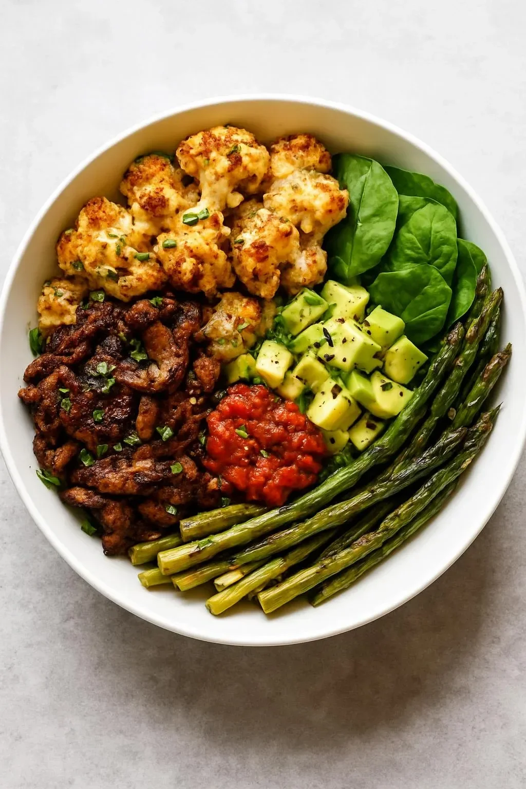 Bulgogi bowl with roasted spring vegetables for a healthy meal