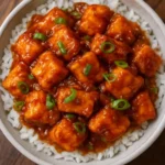 Crispiest tofu served in a savory garlic ginger sauce