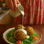 Plate of crispy lentil fritters garnished and ready to serve