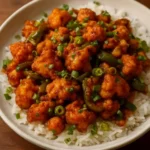 Crispy South Indian tofu served with vibrant spices and garnishes.