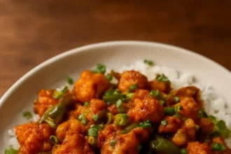 Crispy South Indian tofu served with vibrant spices and garnishes.
