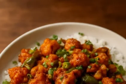 Crispy South Indian tofu served with vibrant spices and garnishes.