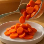 Dish of easy garam masala glazed carrots garnished with herbs