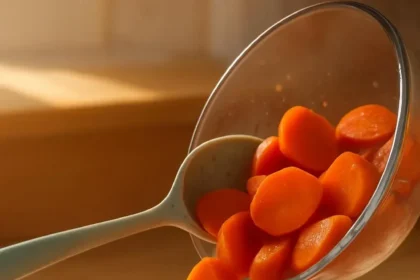 Dish of easy garam masala glazed carrots garnished with herbs