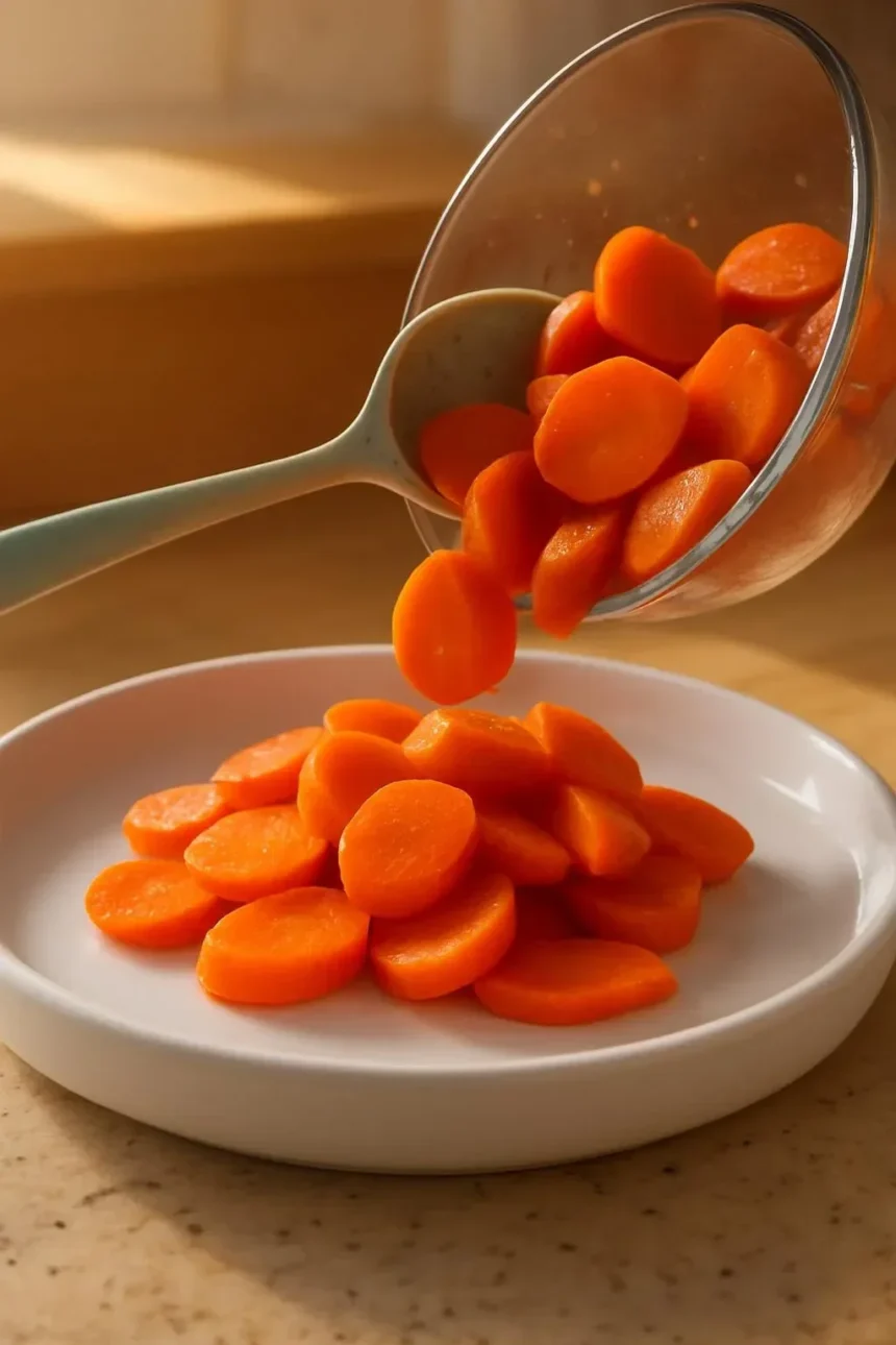 Dish of easy garam masala glazed carrots garnished with herbs
