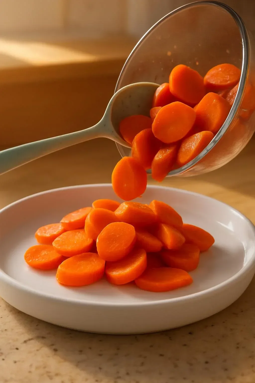 Dish of easy garam masala glazed carrots garnished with herbs