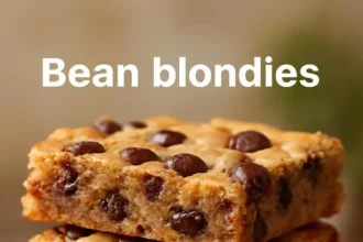 Delicious fudgy blondies served on a plate